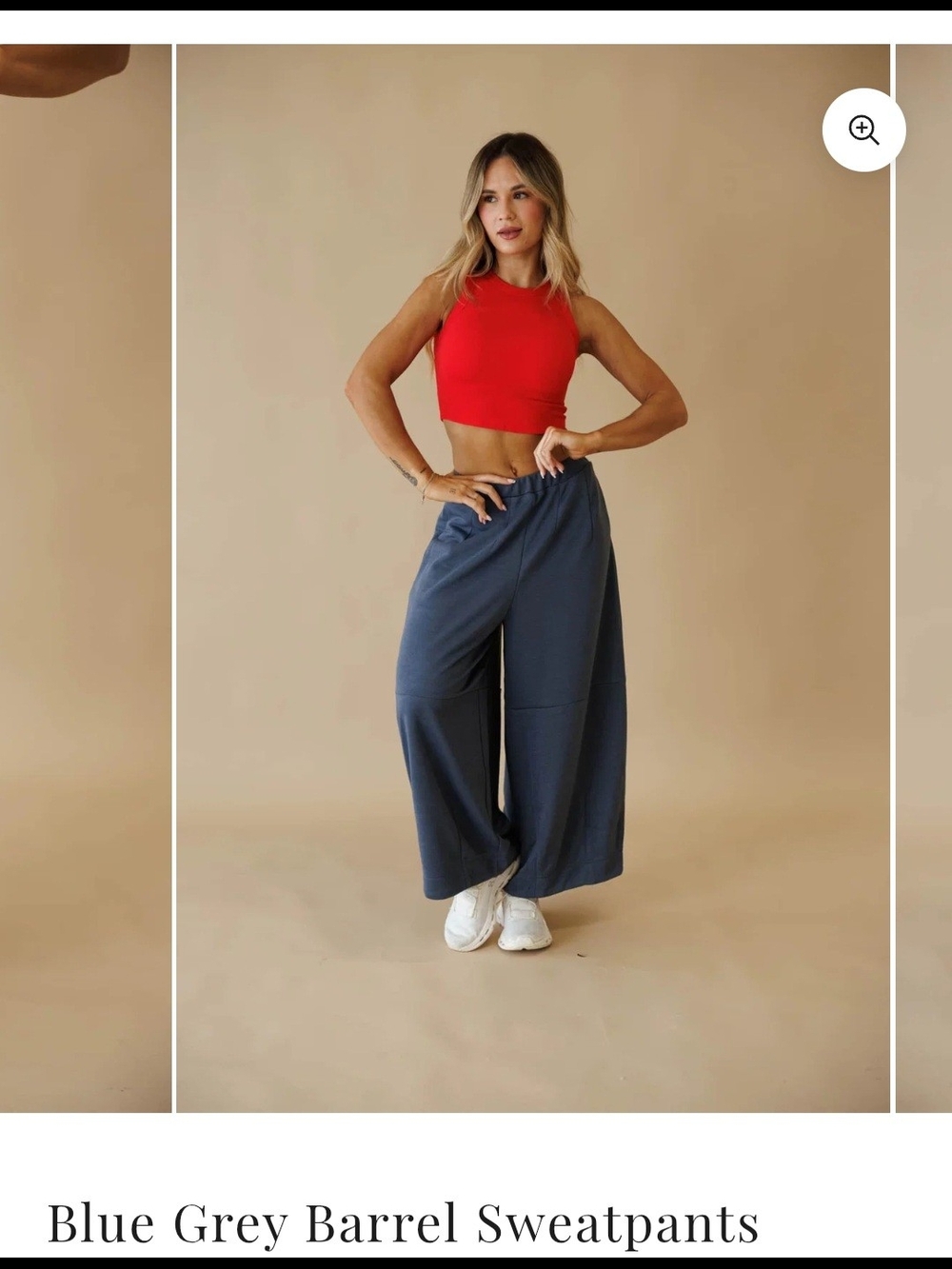 Wide-Leg Barrel Sweatpants in Blue-Grey